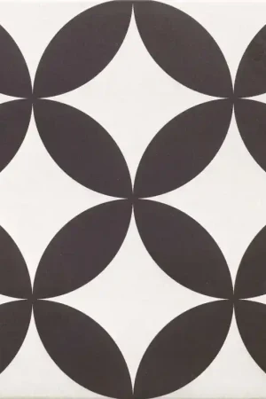 carrelage HANOI CIRCLE BLACK 33x33cm imitation carreaux ciment Bon Marché
